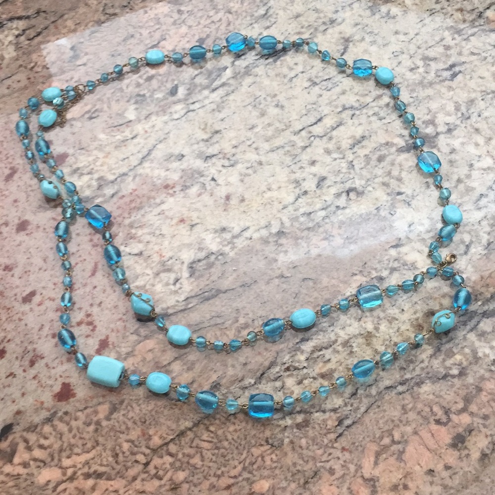 Blue bead necklace